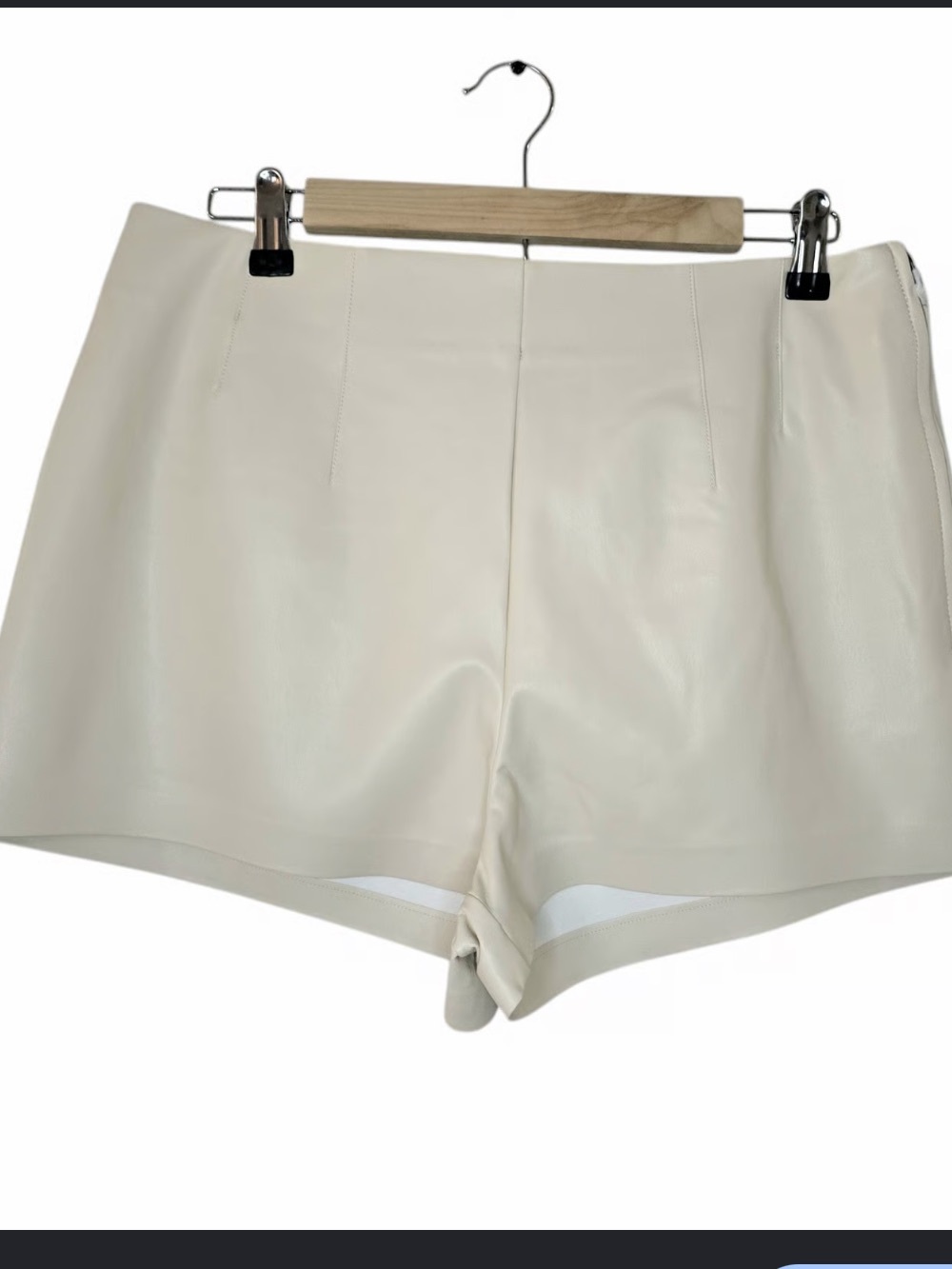 Maeve High-Waist Anthropologie Leather Shorts in Cream NWT 8